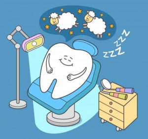 cartoon of tooth sleeping