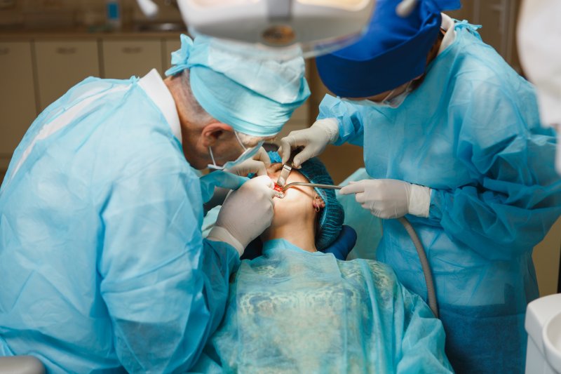 patient undergoing dental implant surgery